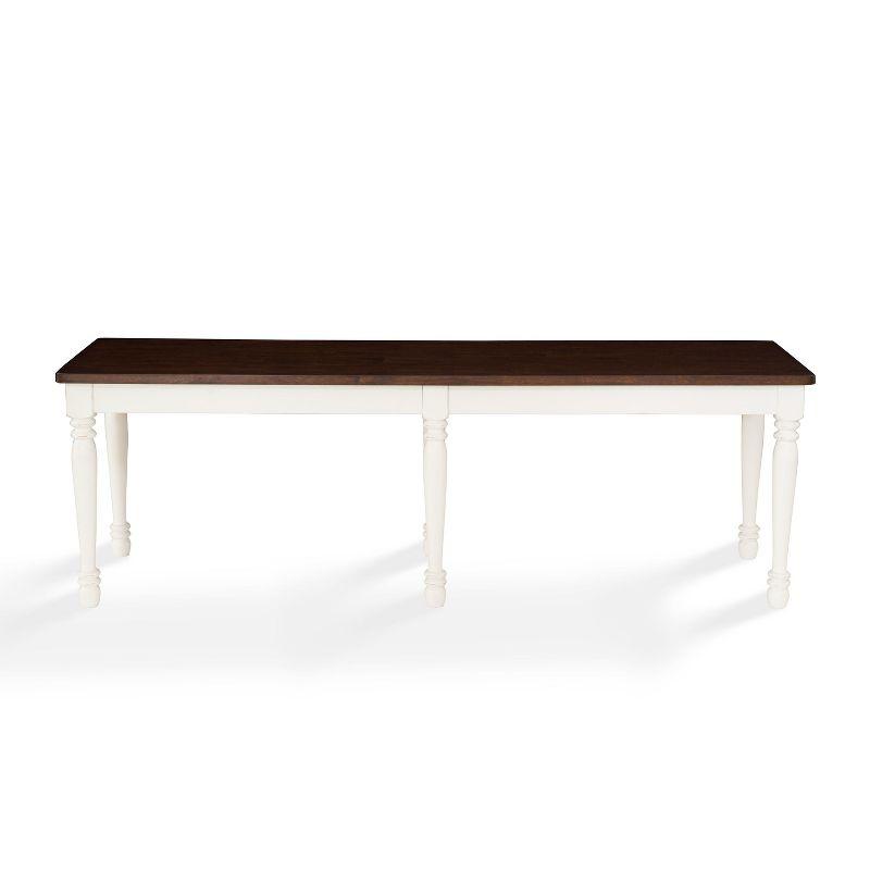 Shelby Dining Bench White - Crosley: Solid Hardwood, Turned Legs, Antique Finish, Seats 2