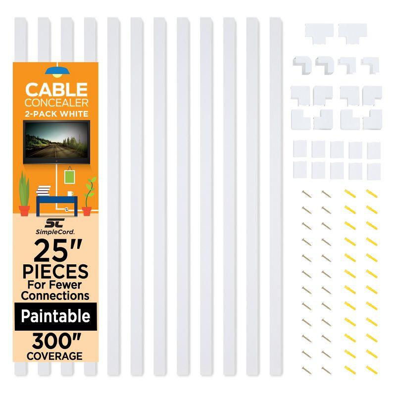 Set of Twelve White 25-inch Paintable Cable Concealers