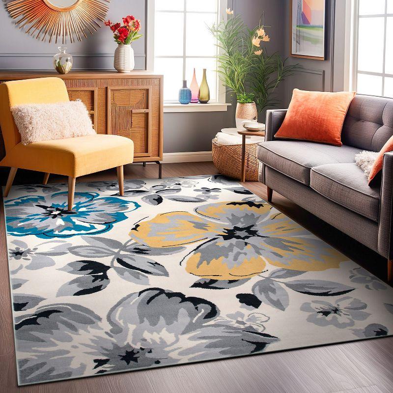 World Rug Gallery Modern Floral Design Cream 6'6" x 9' Area Rug