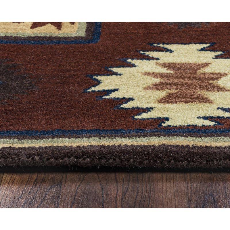 Alora Decor 8'x8' Ryder Southwest Border Round Area Rug Burgundy