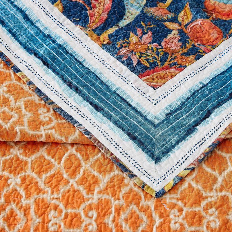 Peacock Garden Quilt & Sham Set Blue/Orange - Dena Home