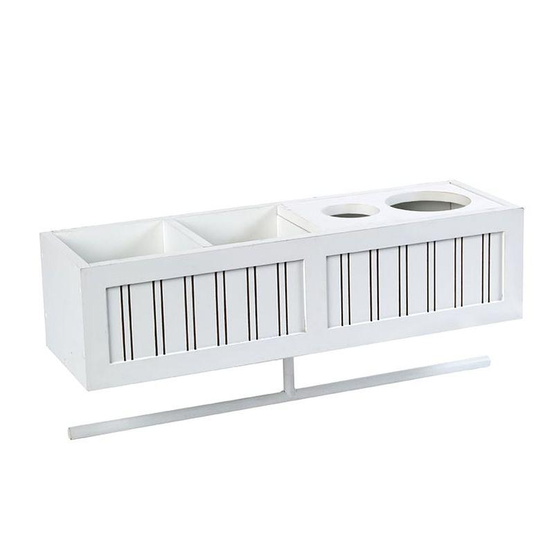 White MDF Floating Wall Shelf with Towel Bar