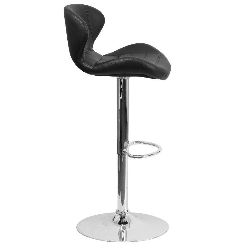 Flash Furniture Contemporary Adjustable Height Barstool with Curved Back and Chrome Base