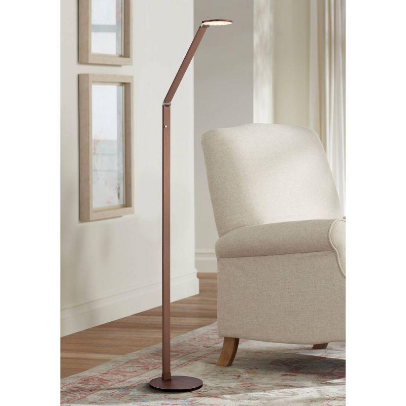 Possini Euro Design Magnum Modern Task Floor Lamp 61" Tall French Bronze Brown Metal LED Adjustable for Living Room Reading Bedroom Office House Home