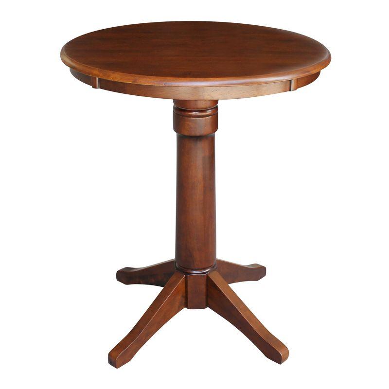 Espresso Solid Wood 32" Round Extendable Counter Height Dining Table