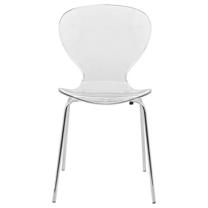 LeisureMod Oyster Modern Acrylic Dining Chair with Molded Seat and Chrome Legs, Stackable Design for Kitchen, Dining Room, Office, Lounge, or Cafe