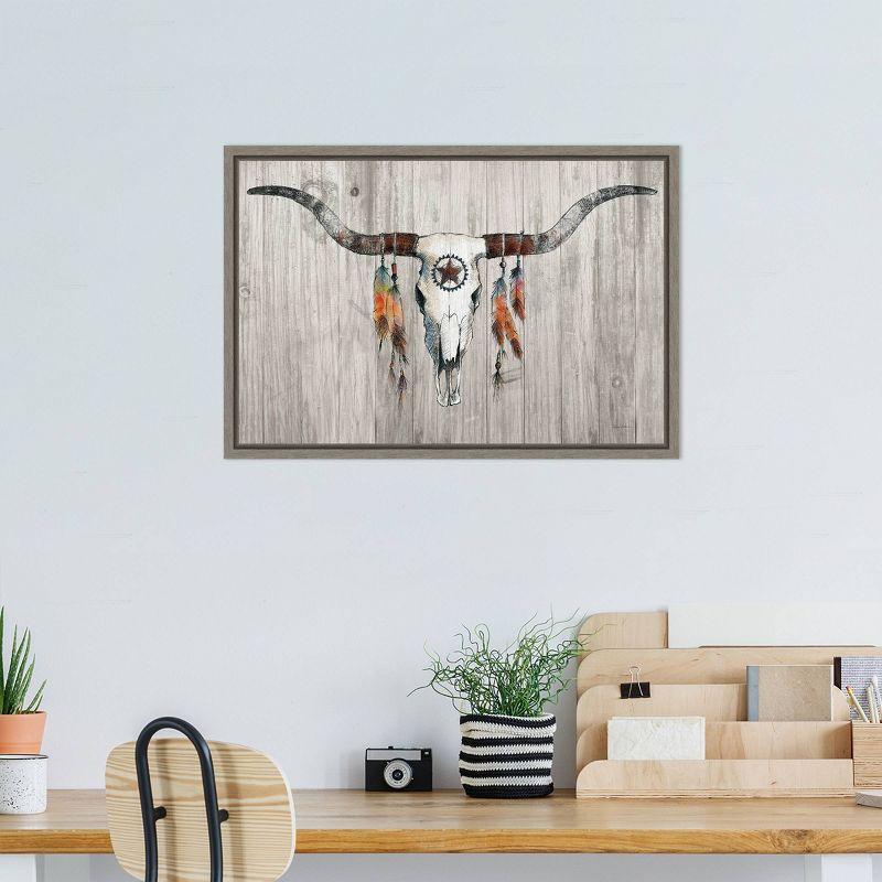 Amanti Art 23"x16" Longhorn on Wood by Avery Tillmon Framed Canvas Wall Art Print