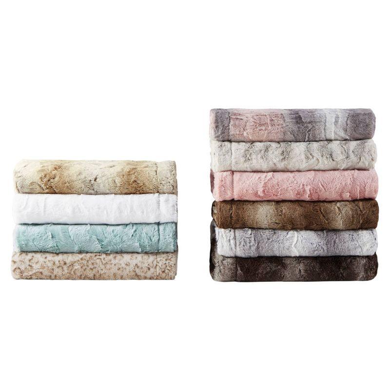 60"x70" Oversized Marselle Faux Fur Throw Blanket Blush - Madison Park