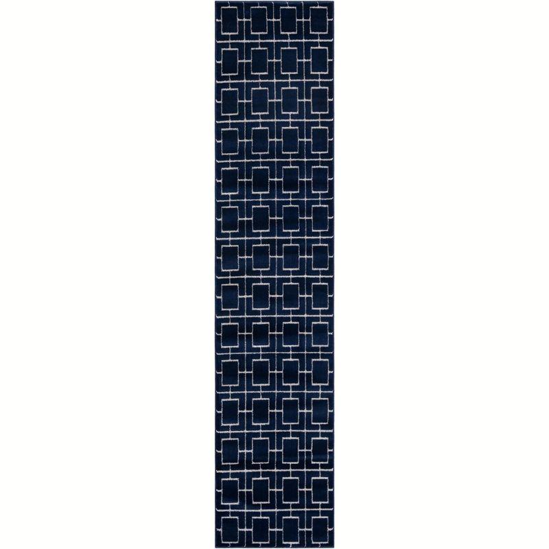 Glam Navy Blue Silver Area Rug