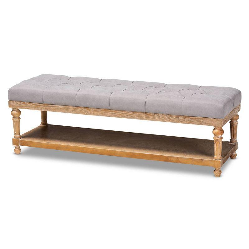Linda Linen Fabric Upholstered Storage Bench with Shelf - Baxton Studio: Bedroom Accent Furniture