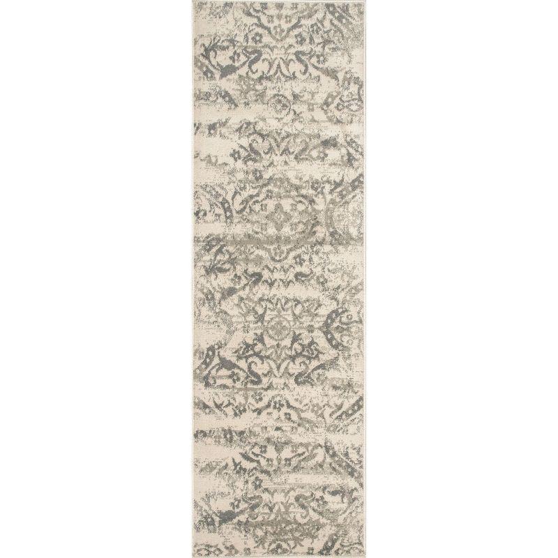 Nuloom Freja Floral & Paisley 2x14 Runner Indoor Area Rug for Living Room Bedroom Dining Room Entryway Hallway Kitchen, Grey/Cream