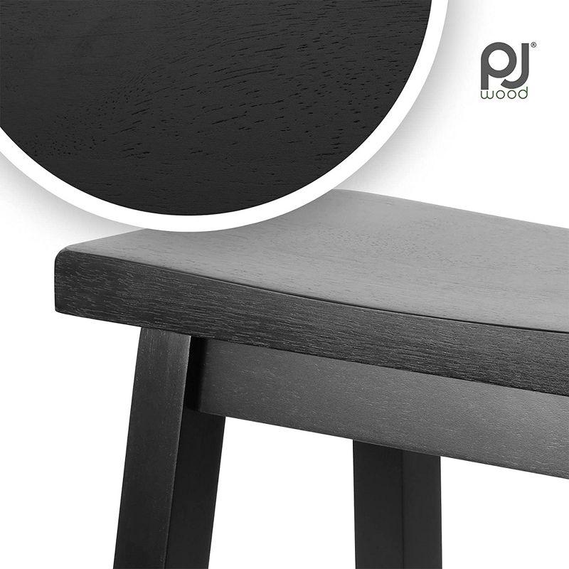 PJ Wood Classic Modern Solid Wood 24 Inch Tall Backless Saddle-Seat Easy Assemble Counter Stool for All Occasions