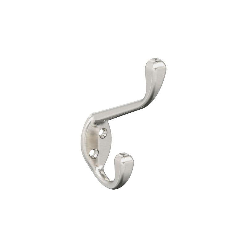 Satin Nickel Large Coat and Hat Wall Hook