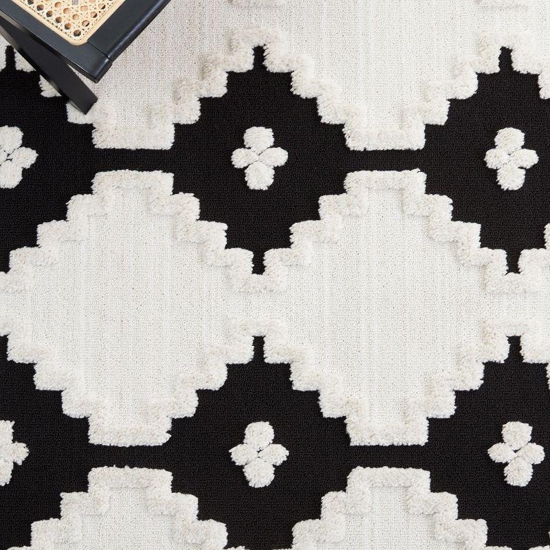 Ivory and Anthracite Hand-Knotted Moroccan Wool Area Rug