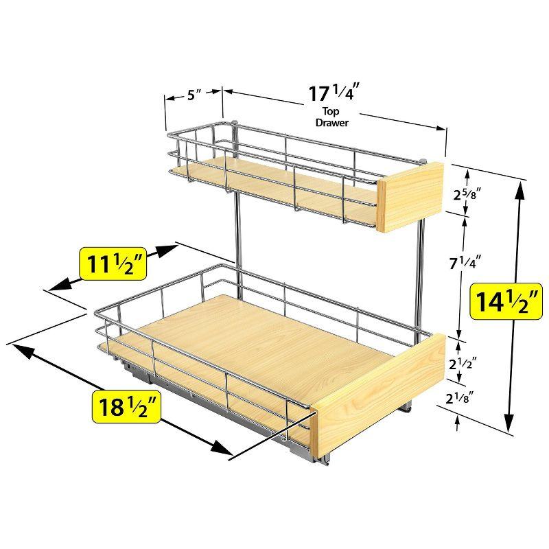 Lynk Professional Select 11.5"x18" Sliding Pull Out Under Sink Kitchen Cabinet Organizer Chrome: Multi-Compartment Storage