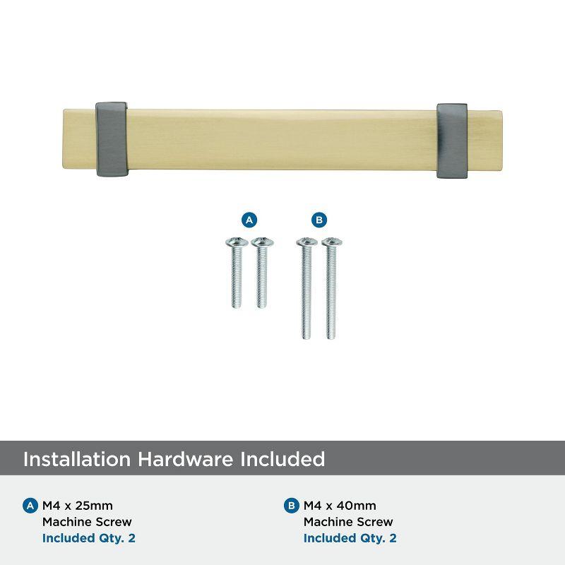 Amerock Overton 3-3/4 inch (96mm) Center-to-Center Brushed Gold/Black Chrome Cabinet Pull