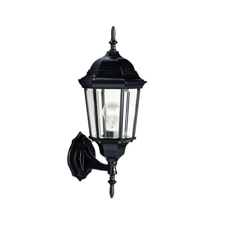 Madison 22.75" 1 Light Outdoor Wall Light with Clear Beveled Glass in Black