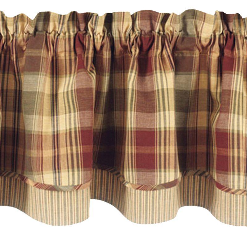 Red and Tan Plaid Cotton Rod Pocket Valance