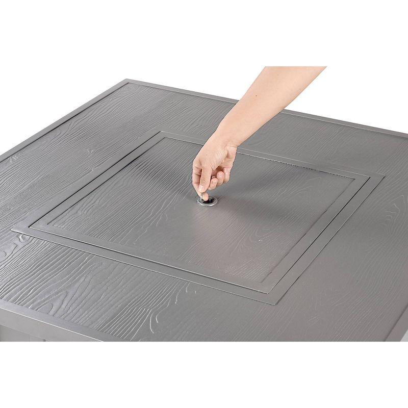 42" Square Aluminum 55000 BTUs Propane  Modern Fire Table with 2 Covers - Gray - Oakland Living