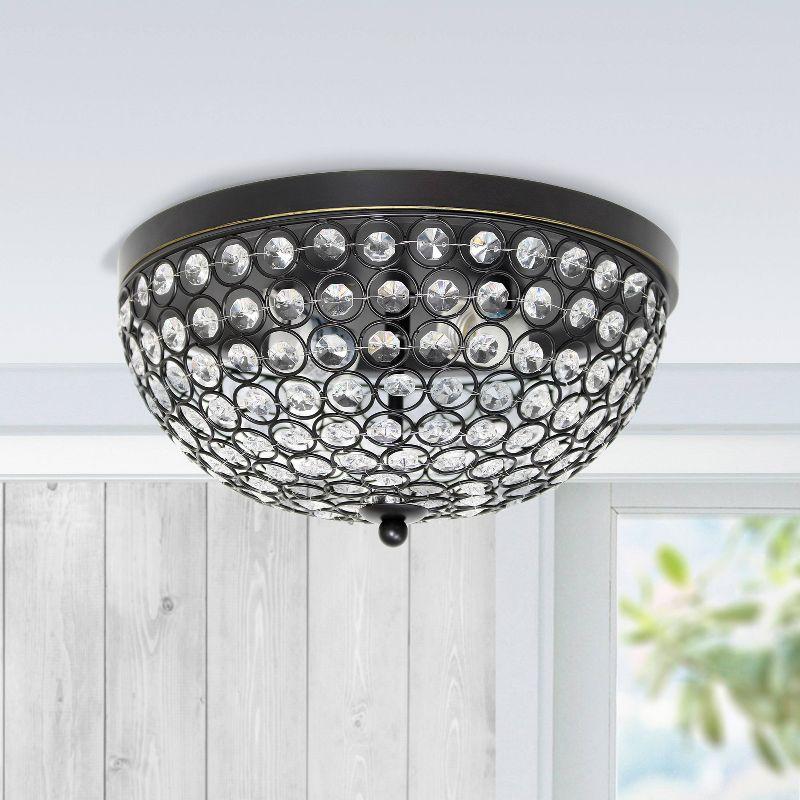 Set of 2 13" Elipse Crystal Flush Mount Ceiling Lights - Elegant Designs