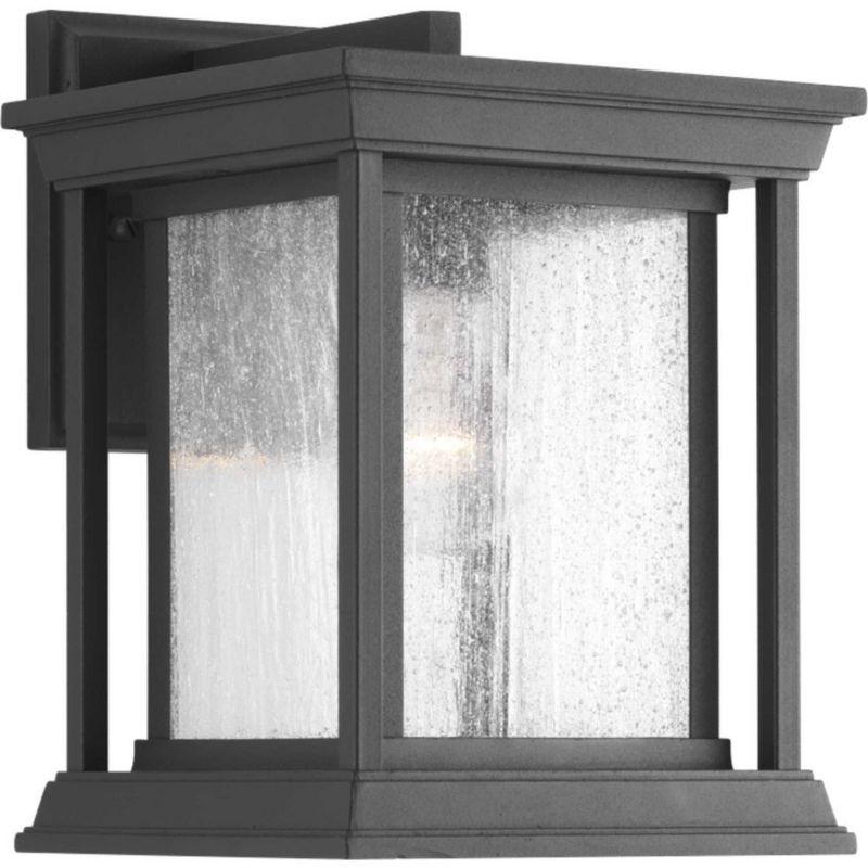 Progress Lighting Endicott 1-Light Outdoor Wall Lantern, Textured Black, Linen Glass Shade