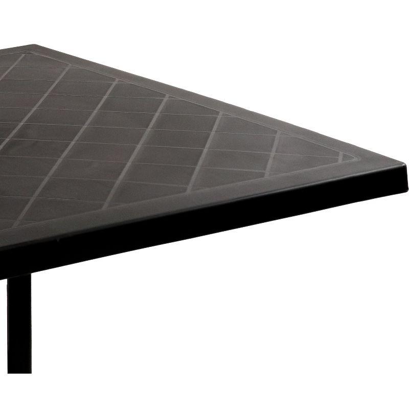 Sunnydaze Outdoor Square Polypropylene Top Dining Table with Curved Iron Legs - Black - 28.75"