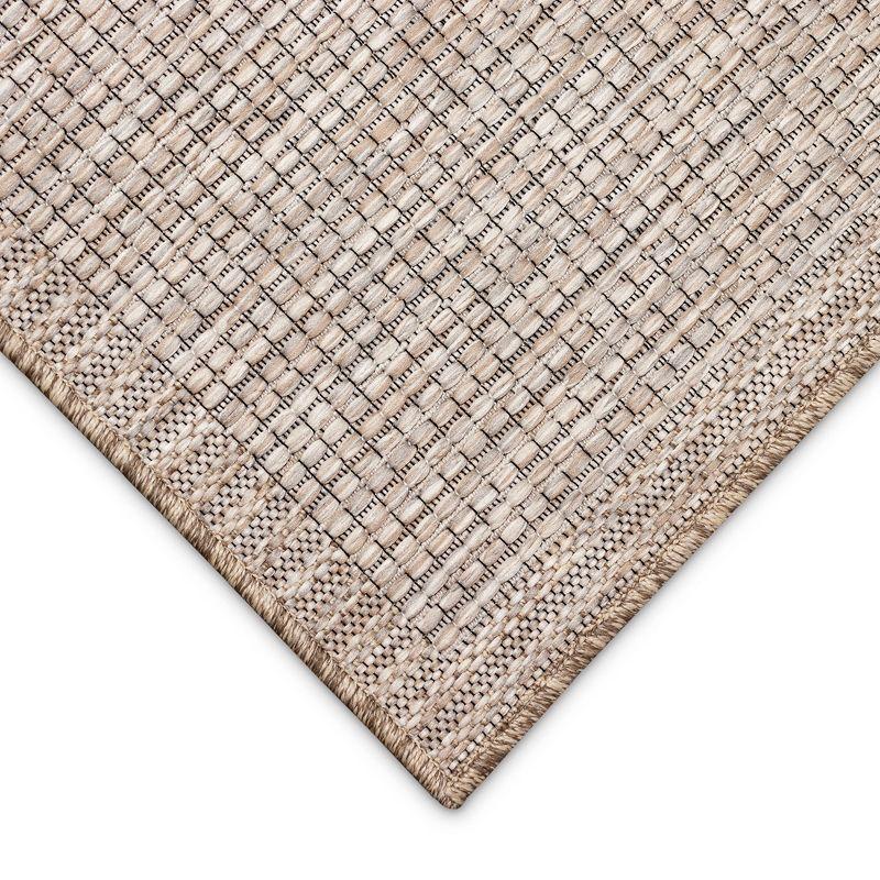 Ivory Basketweave Stripe Flatwoven Synthetic Indoor/Outdoor Rug