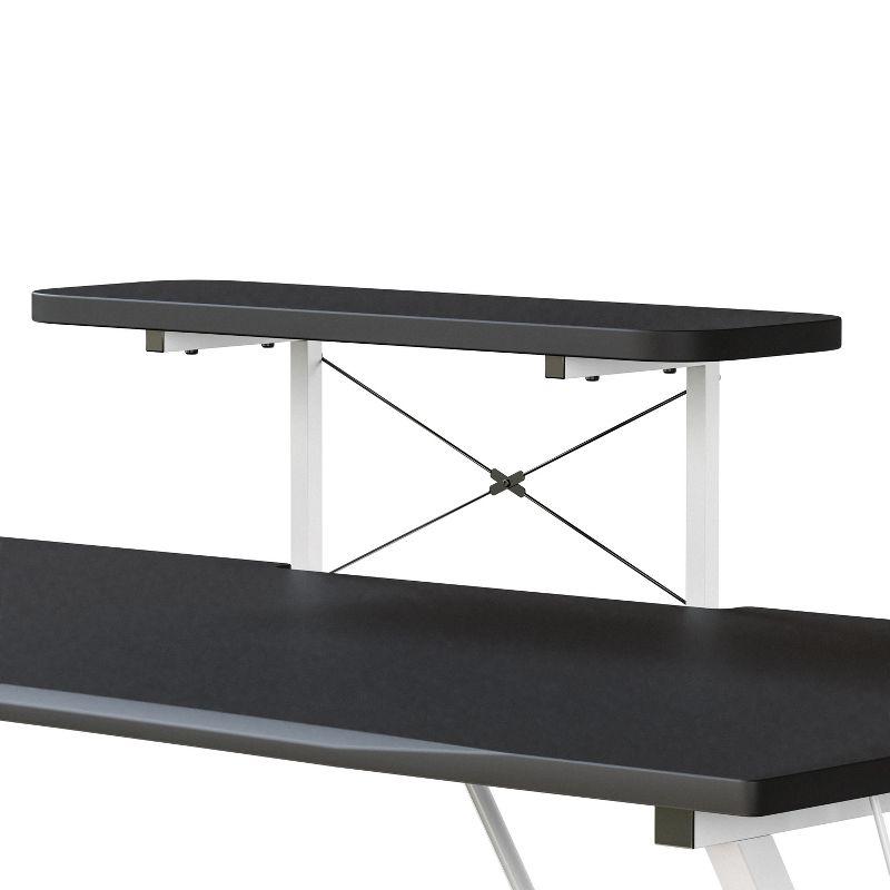 Flash Furniture Black Gaming Desk and White Frame with Cup Holder, Headphone Hook, and Monitor/Smartphone Stand
