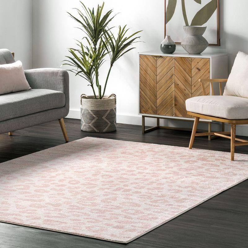 Nuloom Leopard Animal 5x7 Indoor Area Rug for Living Room Bedroom Dining Room Kitchen, Baby Pink/Ivory