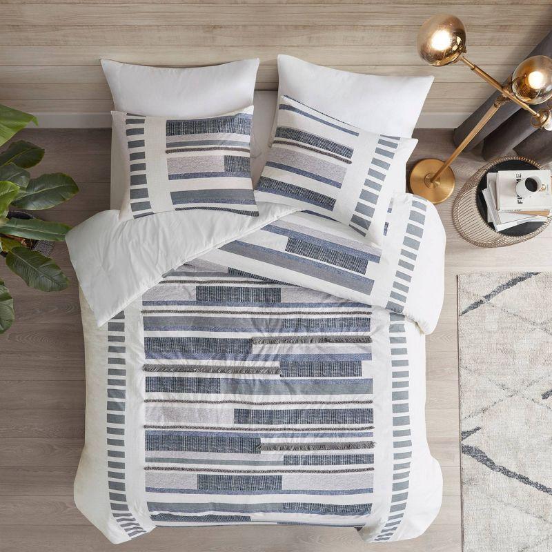 INK+IVY Serena Navy/Gray Standard Cotton 3 Piece Comforter Set