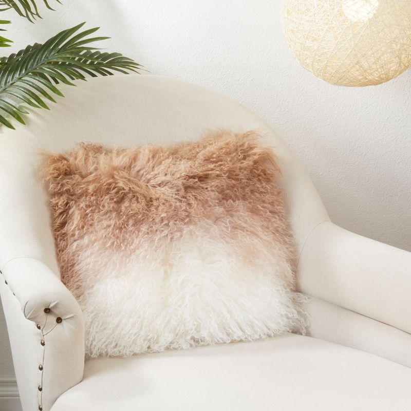 Saro Mongolian Lamb Pillows Abstract Throw Pillow