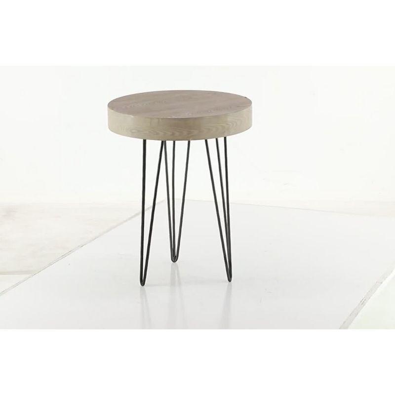 Union Rustic Villalpando Wooden Side End Brown Accent Table with Black Metal Hairpin Legs