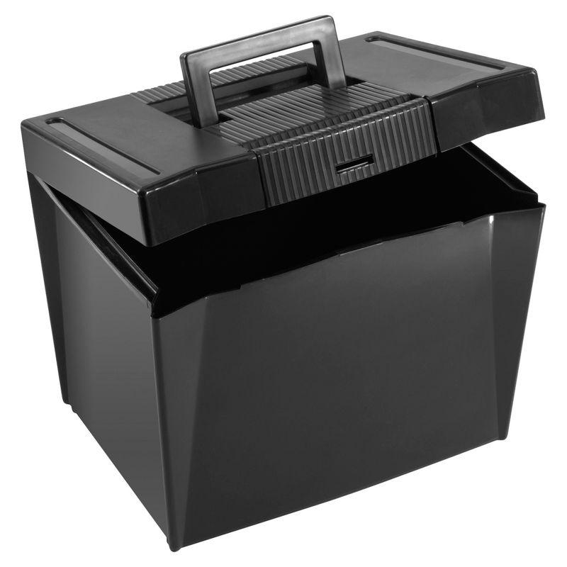 Black Portable File Storage Box with Handle and Latch