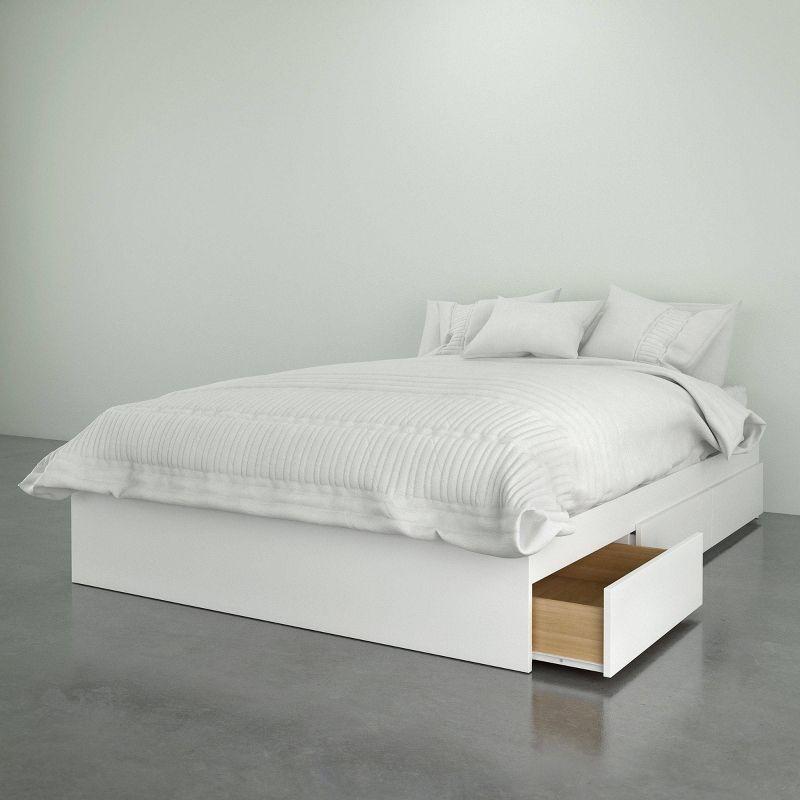 3 Drawer Storage Platform Bed White - Nexera