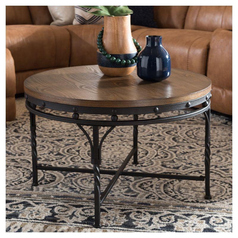 Baxton Studio Austin Vintage Industrial Round Coffee Cocktail Occasional Table: MDF & Metal