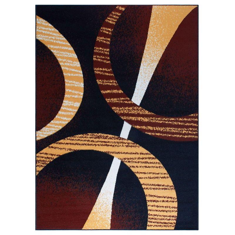 Ebony and Brown Geometric 8' x 10' Synthetic Area Rug