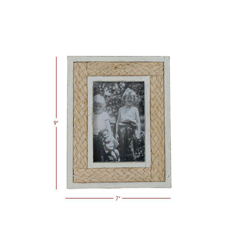 4X6 Inch Woven Reed Picture Frame with White MDF & Glass by Foreside Home & Garden