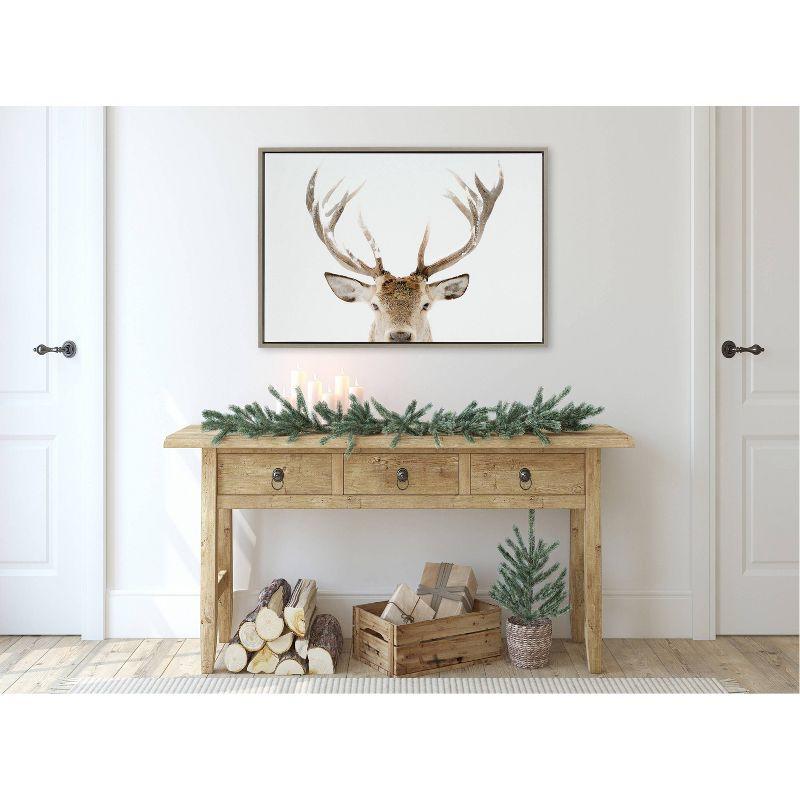 Kate & Laurel All Things Decor 23"x33" Sylvie Stag Peekaboo Framed Canvas Wall Art by Amy Peterson Art Studio