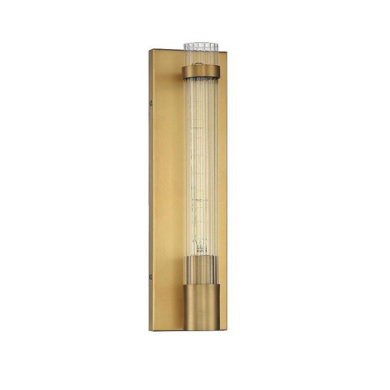 Willmar Warm Brass 1-Light Wall Sconce with Reeded Glass