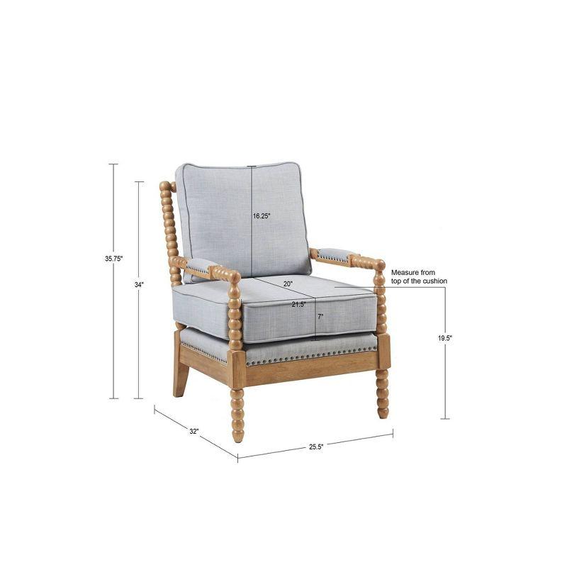 Lyla Accent Chair Light Blue - Madison Park: Elegant Upholstered Bronze Nailhead Trim