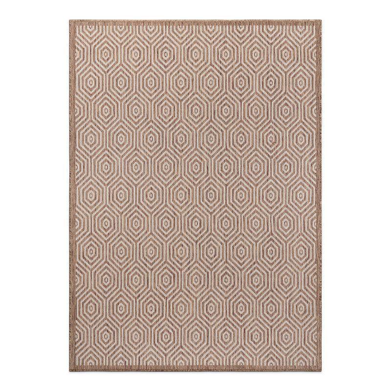 World Rug Gallery Modern Geometric Textured Flat Weave Indoor/Outdoor Area Rug - BROWN 7'10"X10'