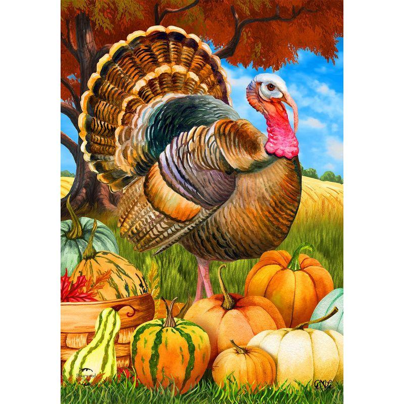 Briarwood Lane Turkey And Pumpkins Fall Garden Flag Thanksgiving Farm Autumn 18" x 12.5"