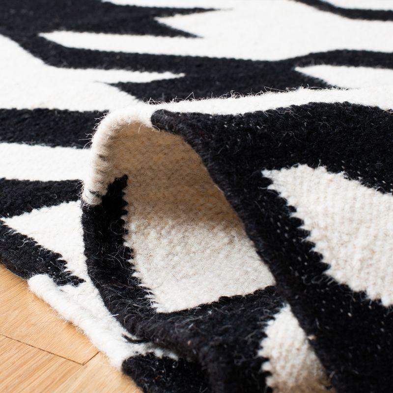 Black and Ivory Geometric Handwoven Wool Area Rug, 3' x 5'