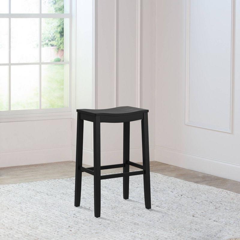 30" Fiddler Wood Backless Counter Height Barstool Black - Hillsdale Furniture: Saddle Seat, Matte Finish, Farmhouse Style