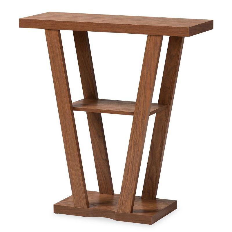 Boone Wood Console Table Walnut Brown - Baxton Studio: Modern Entryway Furniture with Shelf, Space-Saving Design