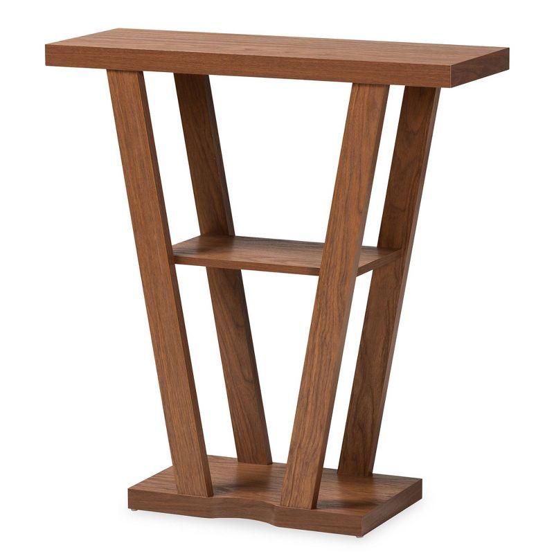 Walnut Brown Modern Wood Console Table with Storage