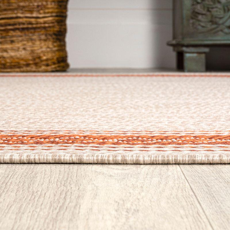 3' x 5' Lucia Classic Diamond Border Indoor/Outdoor Area Rug, Cream/Orange - JONATHAN Y