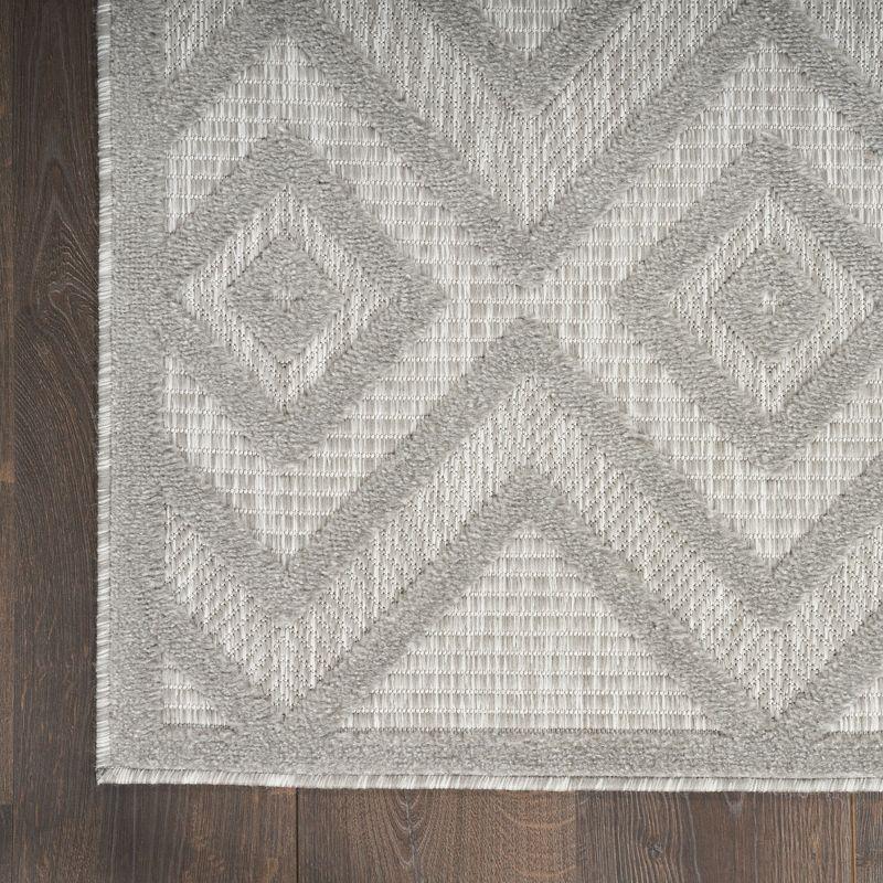 Nourison Versatile Diamond Geometric Flatweave Indoor Outdoor Area Rug Silver Grey 6' x 9'