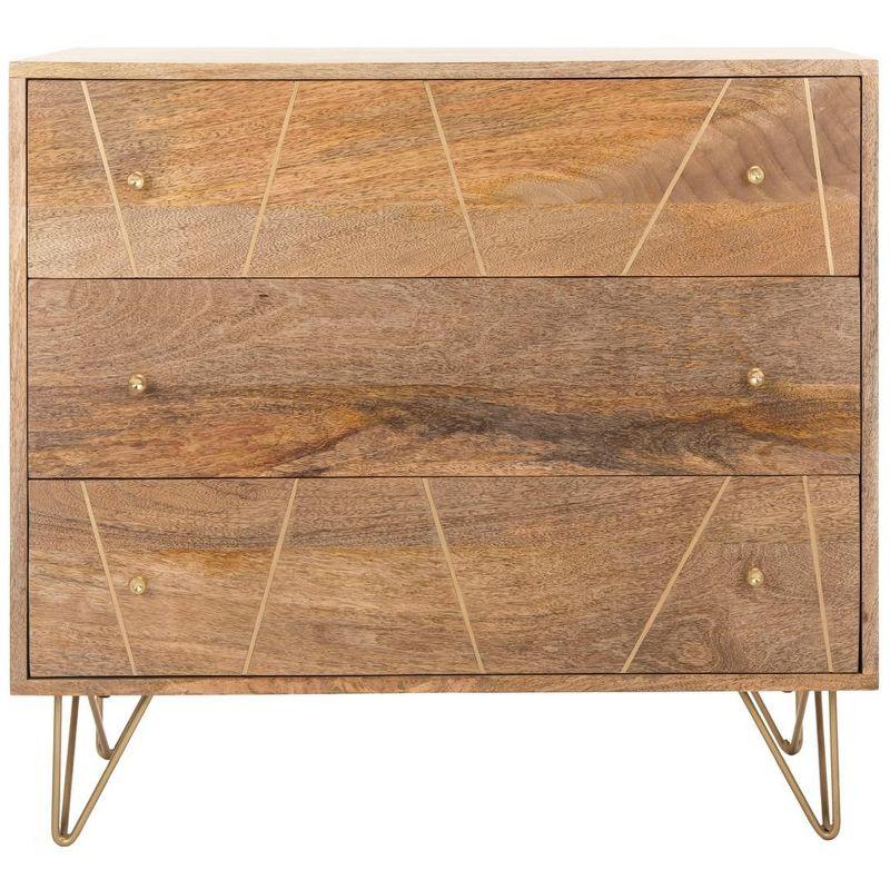 Marigold 3 Drawer Chest - Natural/Brass - Safavieh.