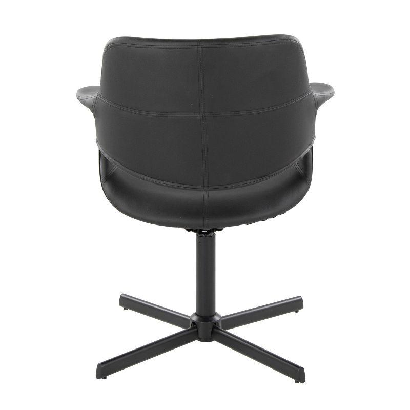 Vintage Flair Swivel Accent Chair Black - LumiSource: Upholstered Faux Leather, Metal Frame, 250lb Capacity